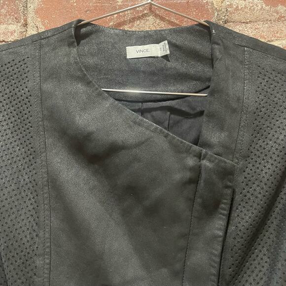 Vince Asymmetrical Zip Perforated Leather Vest Size XS - Picture 5 of 13